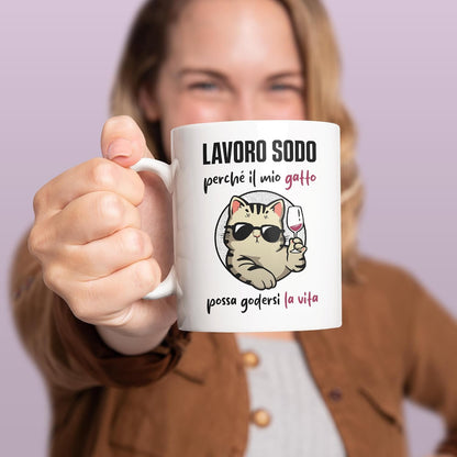 Tazza Gatto Divertente - Lavoro per Il Mio Gatto - Regalo per Gattara