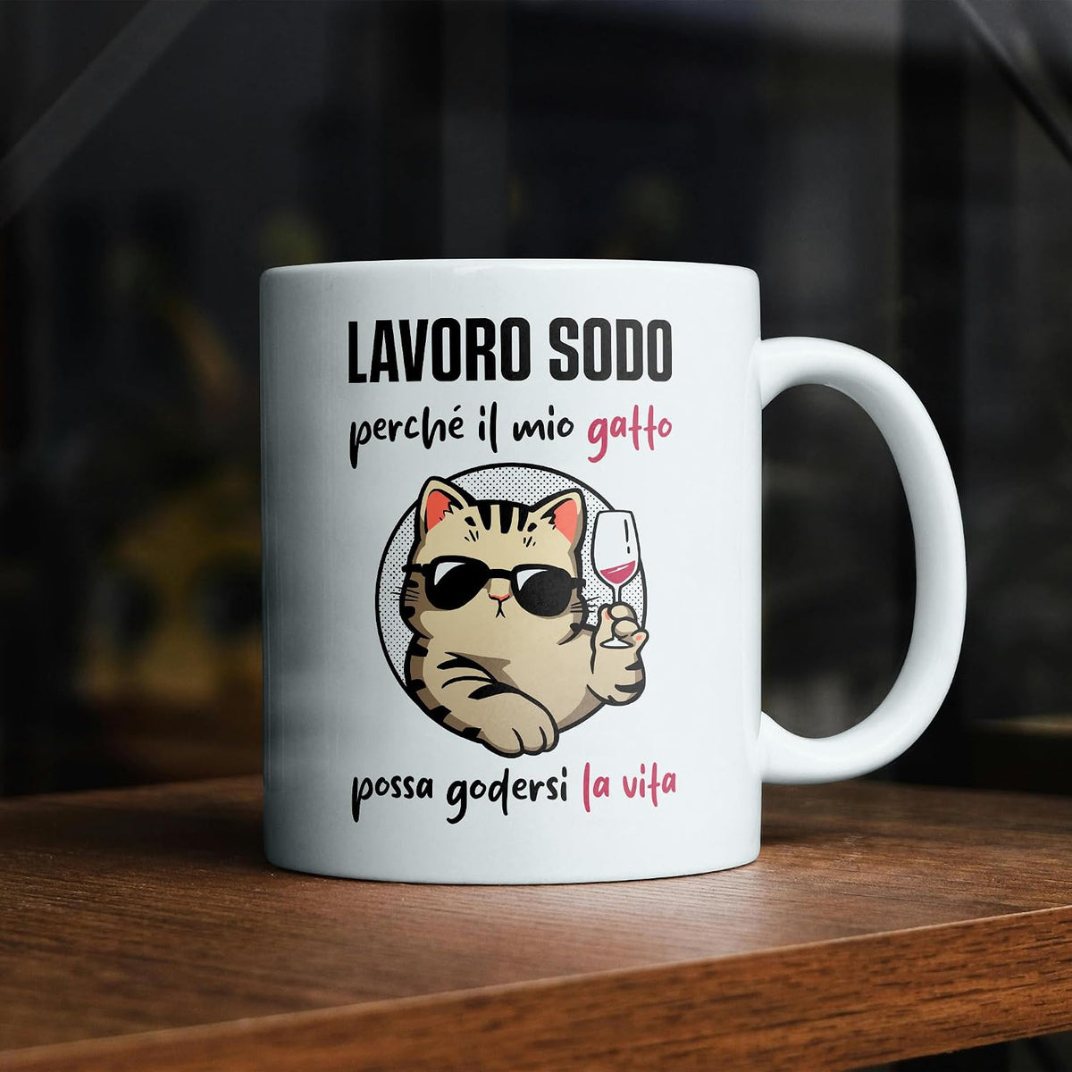 Tazza Gatto Divertente - Lavoro per Il Mio Gatto - Regalo per Gattara