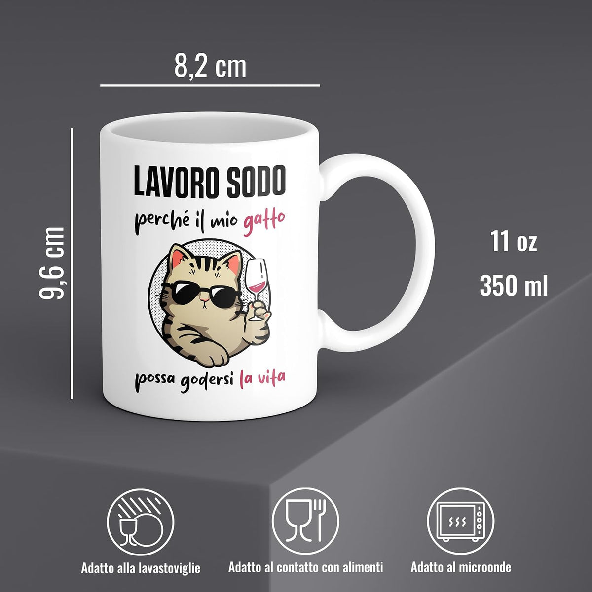Tazza Gatto Divertente - Lavoro per Il Mio Gatto - Regalo per Gattara