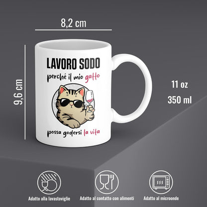 Tazza Gatto Divertente - Lavoro per Il Mio Gatto - Regalo per Gattara