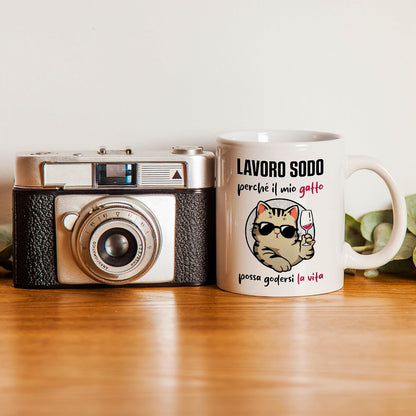 Tazza Gatto Divertente - Lavoro per Il Mio Gatto - Regalo per Gattara