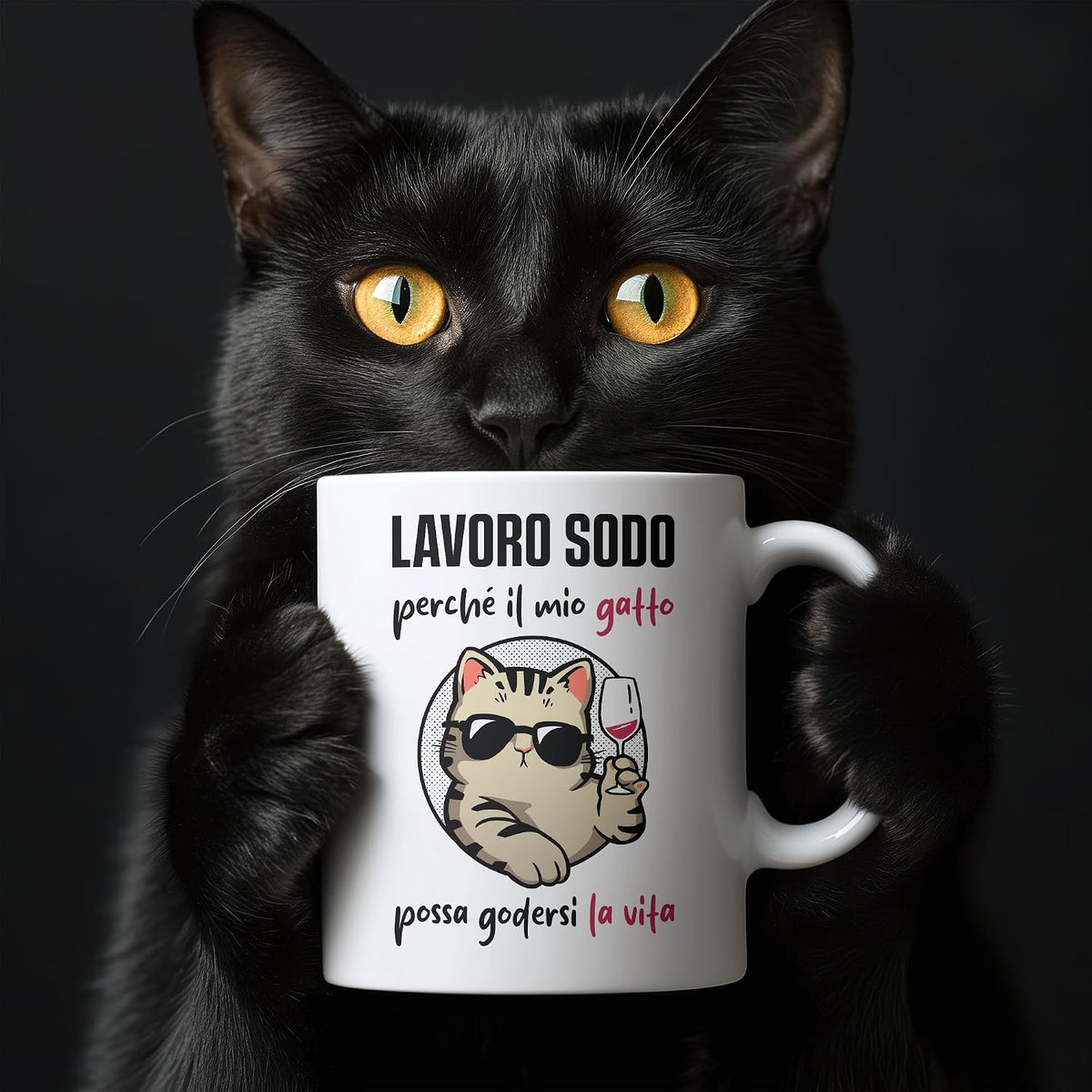 Tazza Gatto Divertente - Lavoro per Il Mio Gatto - Regalo per Gattara